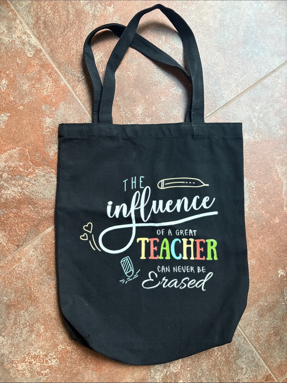 Influence of a Great Teacher Black Canvas Tote Bag